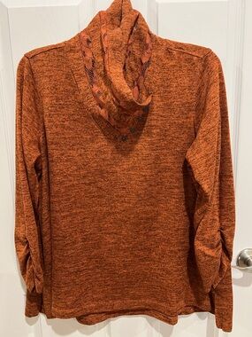 Ali Miles Burnt Orange Marled Cowl Neck Tunic